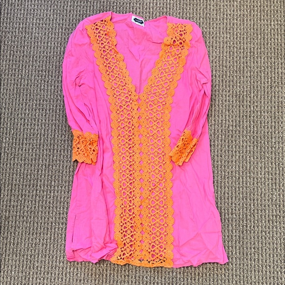 Mud Pie Pink and Orange Swim Coverup - Picture 1 of 1